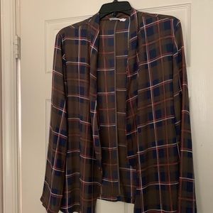 Lush Cute Plaid Sheer Blazer Size Lg